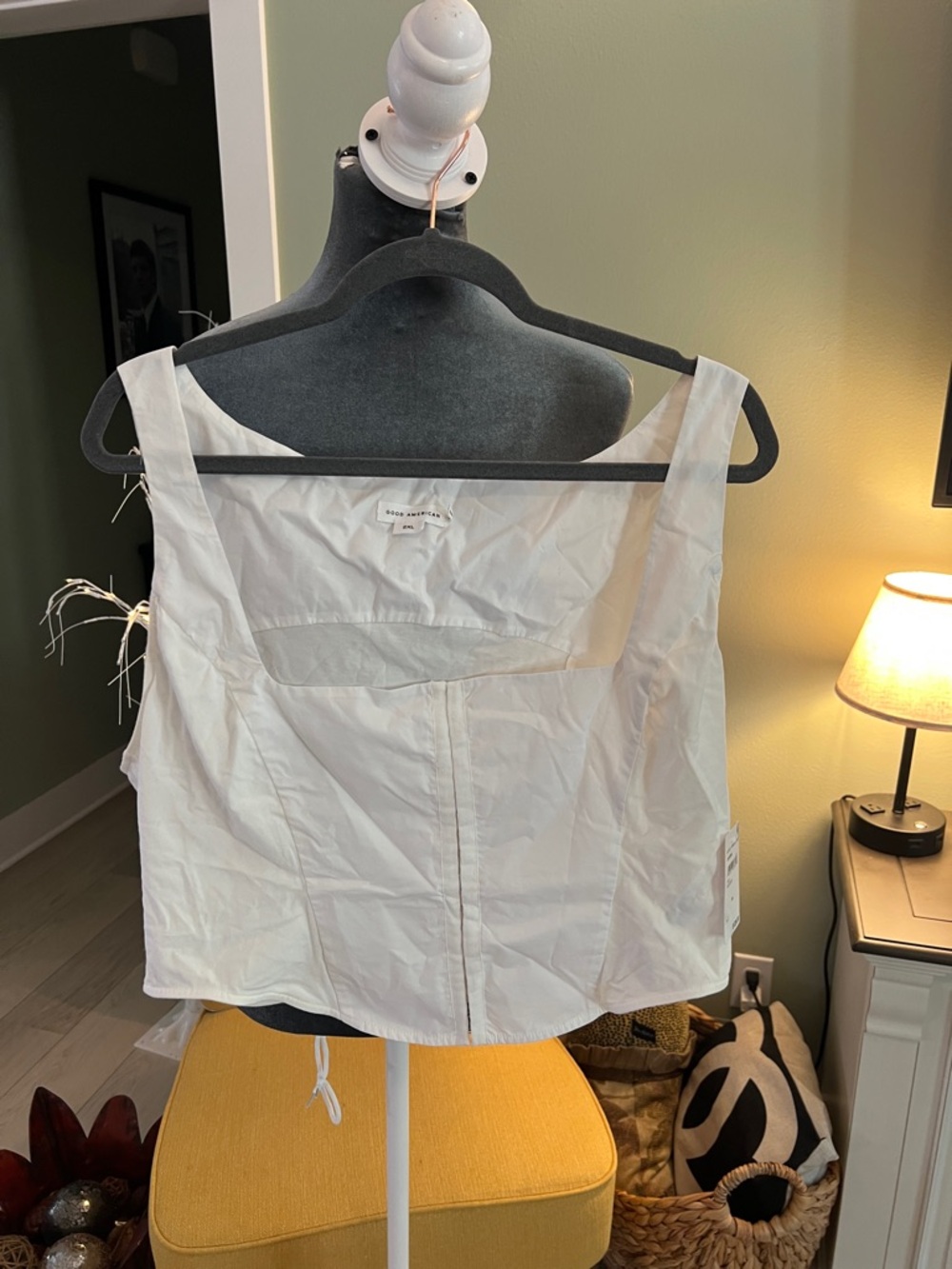 Good American White Square-Neck Tank